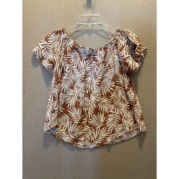 Daily Special Top Women's Medium Brown and White - Picture 1 of 12